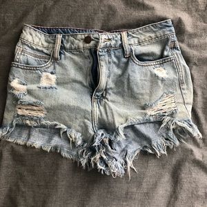 Distressed Denim Short-Shorts